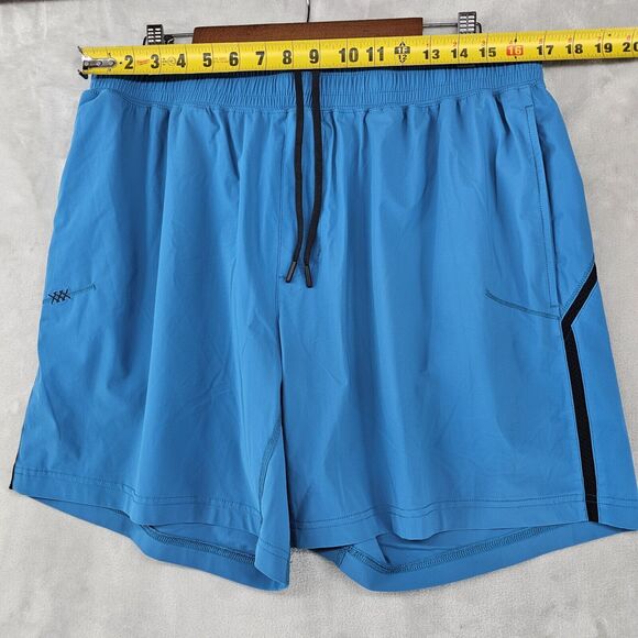RHONE Athletic Gym Shorts Mens 2XL XXL Bleu Drawstring‎ Polyester - Picture 5 of 8